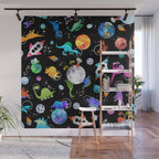 Dinosaur Astronauts In Outer Space Wall Mural Gallery Image 1