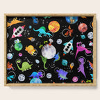 Dinosaur Astronauts In Outer Space Serving Tray Gallery Image 1