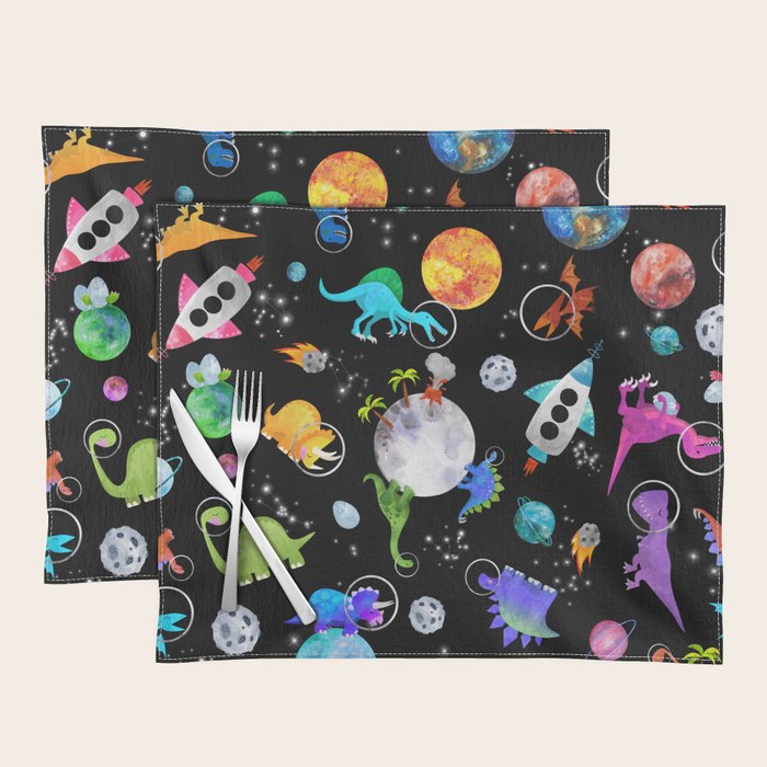 Dinosaur Astronauts In Outer Space Placemat Gallery Image 1