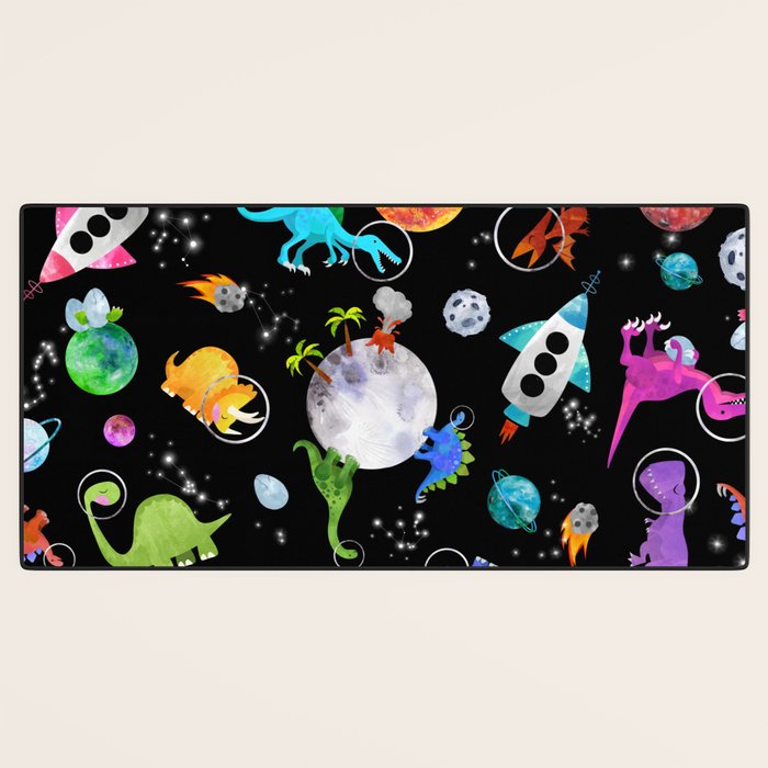 Dinosaur Astronauts In Outer Space Desk Mat Gallery Image 3