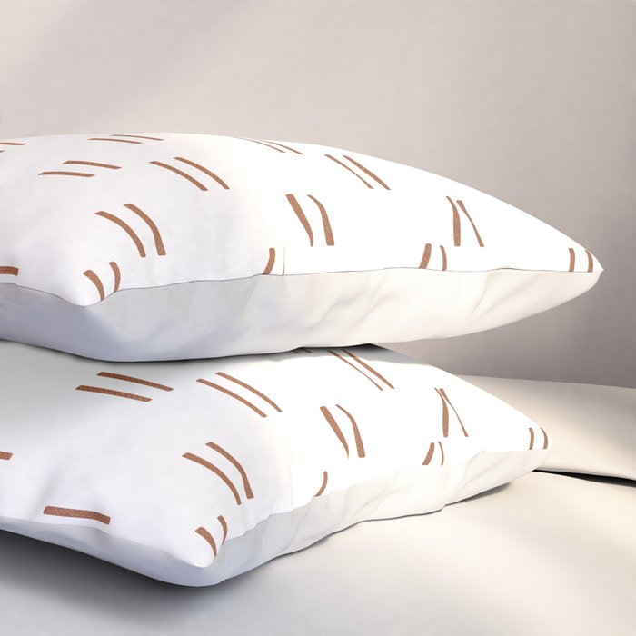 double dash in burnt orange on white Pillow Sham Gallery Image 3