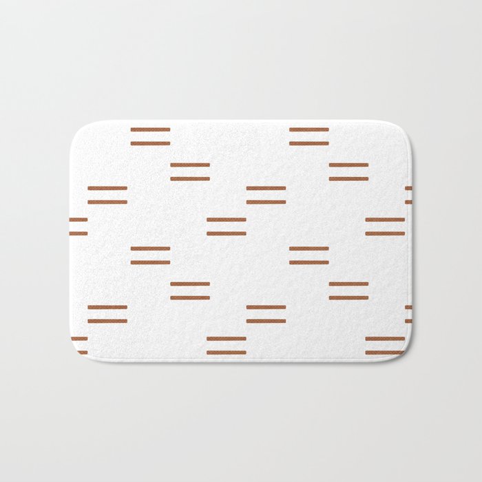 double dash in burnt orange on white Bath Mat Gallery Image 1