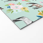 Horse and Flower Print, Mint Blue, Pink flowers, Equestrian, Spring Floral Welcome Mat Gallery Image 2