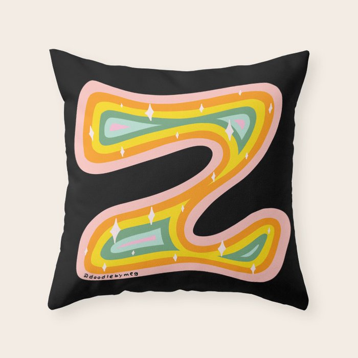 Rainbow Z Throw Pillow Gallery Image 1