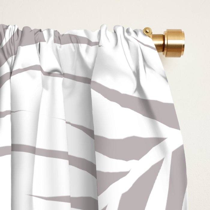 Palm Tree Fronds White on Soft Grey Hawaii Tropical Décor Window Curtain Gallery Image 2