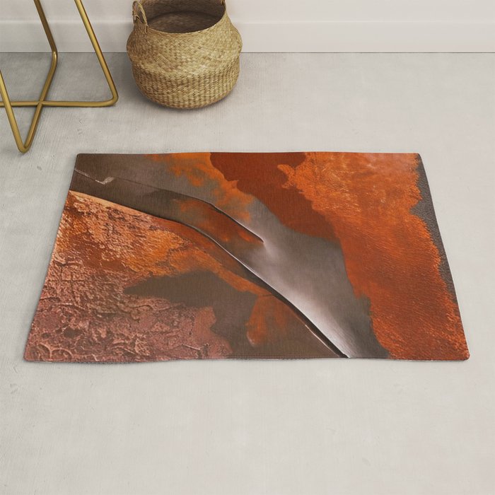 Rust and Metal Japandi Art Rug Gallery Image 1