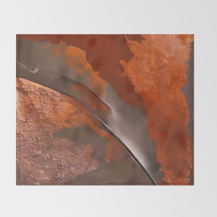 Rust and Metal Japandi Art Throw Blanket Gallery Image 2
