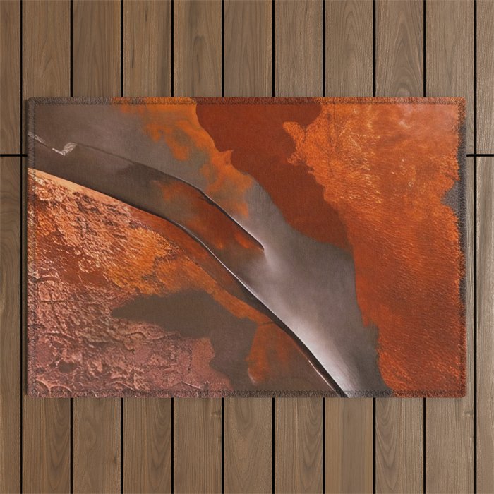 Rust and Metal Japandi Art Outdoor Rug Gallery Image 1