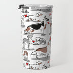 Woof endless love // white background red hearts continuous lined pair of dog breeds Travel Mug Gallery Image 3
