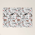 Woof endless love // white background red hearts continuous lined pair of dog breeds Welcome Mat Gallery Image 1