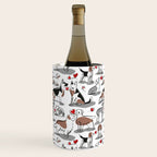 Woof endless love // white background red hearts continuous lined pair of dog breeds Wine Chiller Gallery Image 1