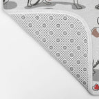 Woof endless love // white background red hearts continuous lined pair of dog breeds Bath Mat Gallery Image 2