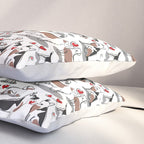 Woof endless love // white background red hearts continuous lined pair of dog breeds Pillow Sham Gallery Image 3