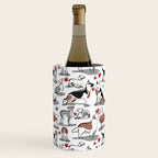 Woof endless love // white background red hearts continuous lined pair of dog breeds Wine Chiller Gallery Image 3