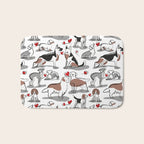 Woof endless love // white background red hearts continuous lined pair of dog breeds Bath Mat Gallery Image 1