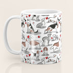 Woof endless love // white background red hearts continuous lined pair of dog breeds Coffee Mug Gallery Image 3