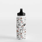 Woof endless love // white background red hearts continuous lined pair of dog breeds Water Bottle Gallery Image 3