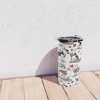 Woof endless love // white background red hearts continuous lined pair of dog breeds Travel Mug Gallery Image 4