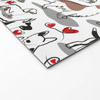 Woof endless love // white background red hearts continuous lined pair of dog breeds Welcome Mat Gallery Image 2