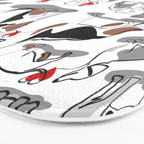 Woof endless love // white background red hearts continuous lined pair of dog breeds Bath Mat Gallery Image 3
