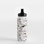 Woof endless love // white background red hearts continuous lined pair of dog breeds Water Bottle Gallery Image 2
