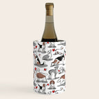 Woof endless love // white background red hearts continuous lined pair of dog breeds Wine Chiller Gallery Image 2