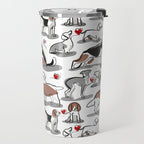 Woof endless love // white background red hearts continuous lined pair of dog breeds Travel Mug Gallery Image 2