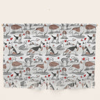Woof endless love // white background red hearts continuous lined pair of dog breeds Wall Hanging Gallery Image 1