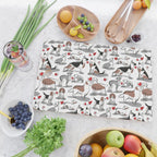 Woof endless love // white background red hearts continuous lined pair of dog breeds Cutting Board Gallery Image 2