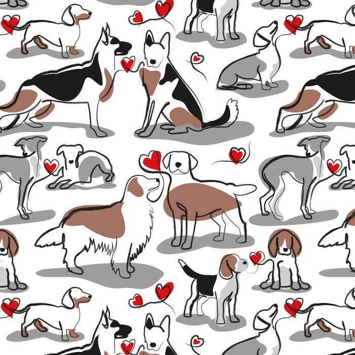 Woof endless love // white background red hearts continuous lined pair of dog breeds Coffee Mug Gallery Image 2