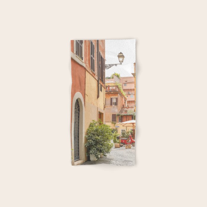 Street In Rome Photo | Travel Photography In Italy Art Print | Colorful Trastevere Houses Bath Towel Gallery Image 1