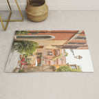 Street In Rome Photo | Travel Photography In Italy Art Print | Colorful Trastevere Houses Rug Gallery Image 1