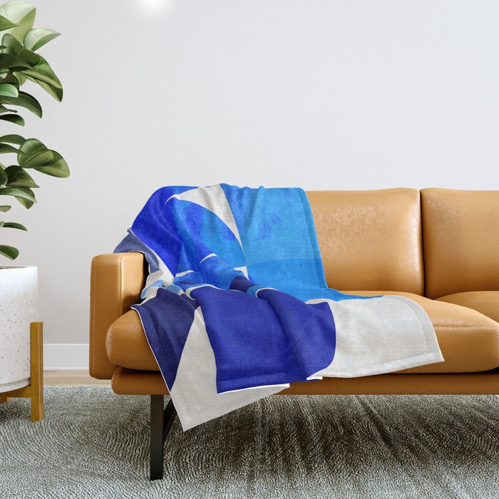 mid century modern organic blue 2 Throw Blanket Gallery Image 1