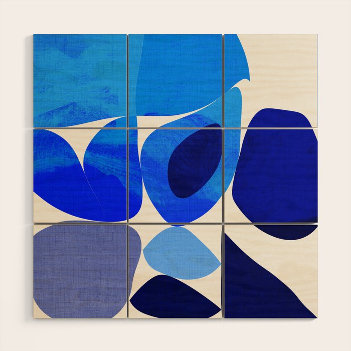 mid century modern organic blue 2 Wood Wall Art Gallery Image 1