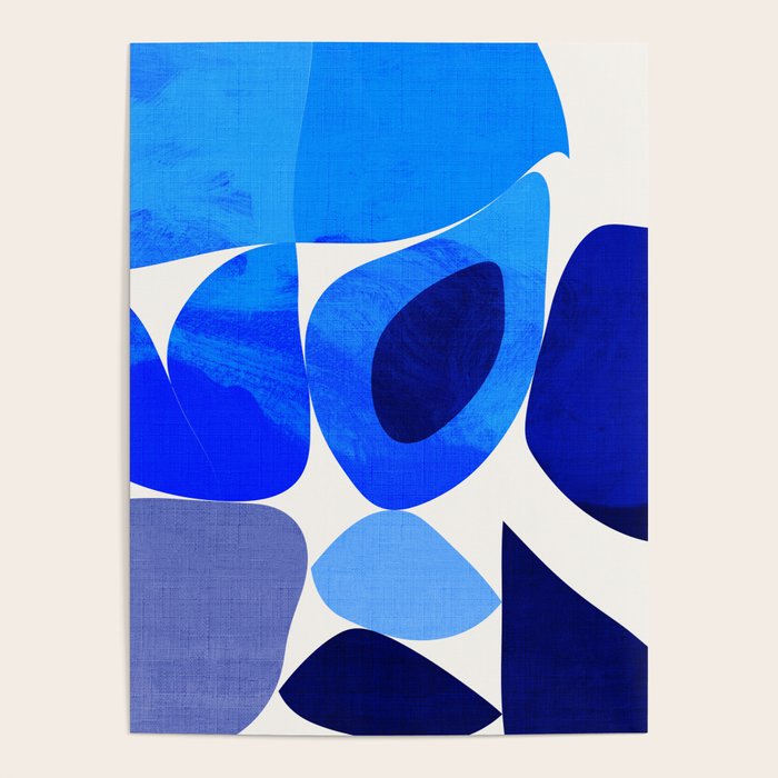 mid century modern organic blue 2 Poster Gallery Image 4