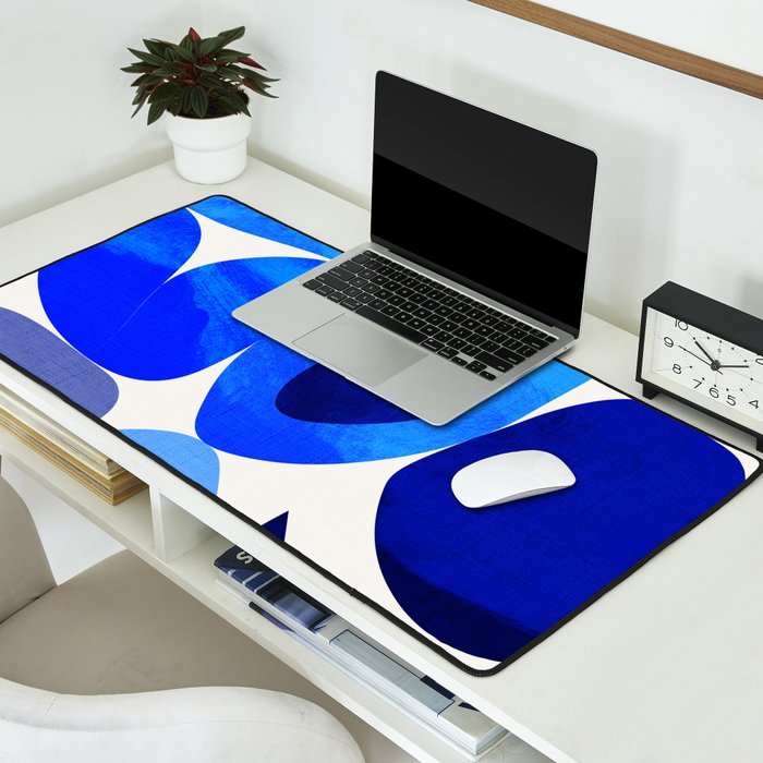 mid century modern organic blue 2 Desk Mat Gallery Image 2