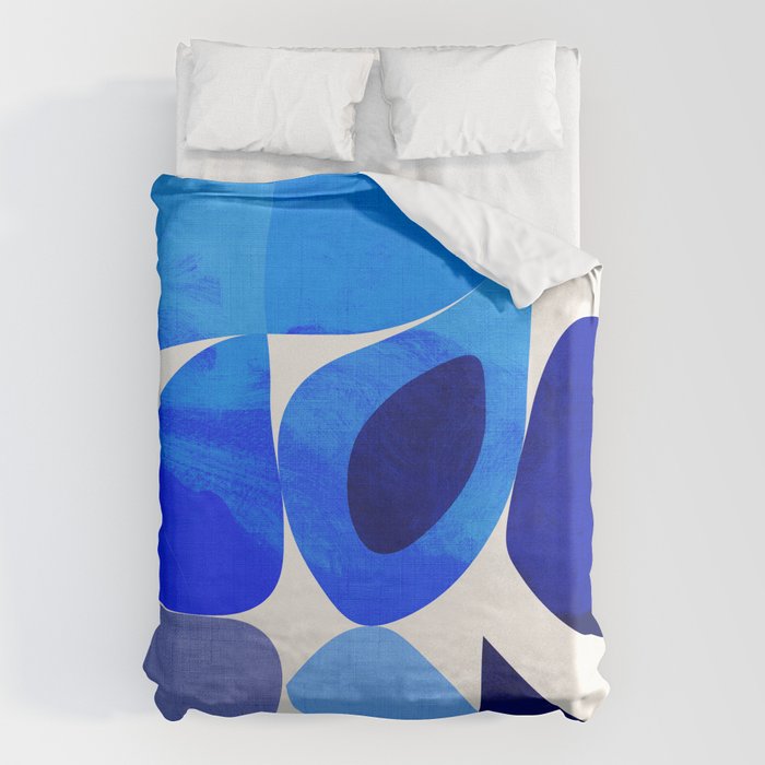 mid century modern organic blue 2 Duvet Cover Gallery Image 1