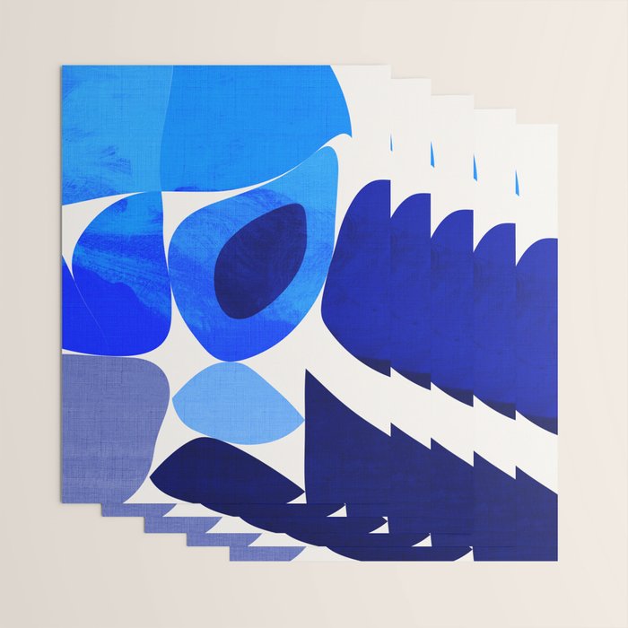 mid century modern organic blue 2 Wrapping Paper Gallery Image 3