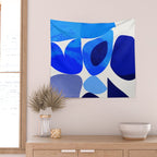mid century modern organic blue 2 Wall Tapestry Gallery Image 2