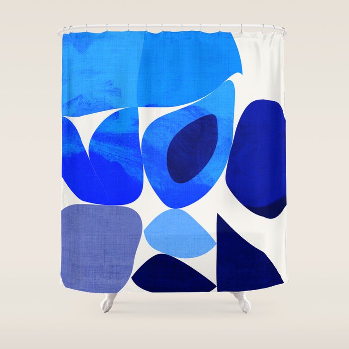 mid century modern organic blue 2 Shower Curtain Gallery Image 1