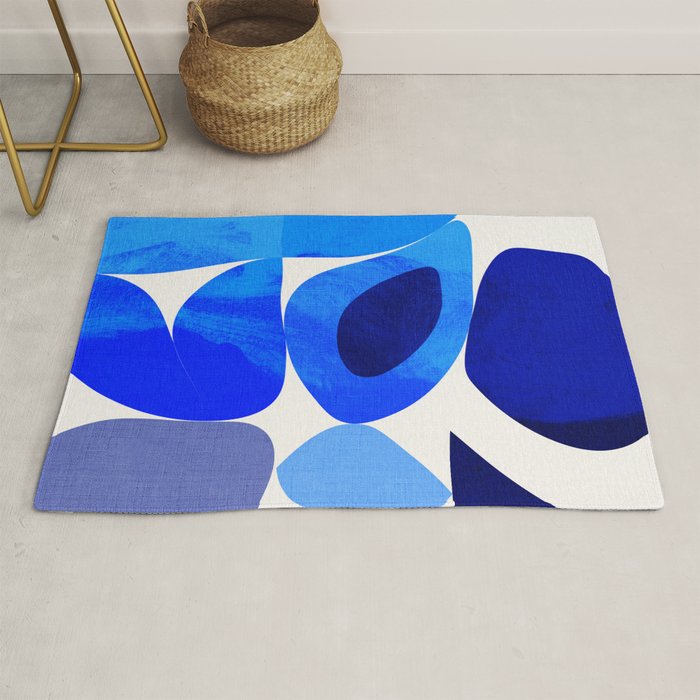 mid century modern organic blue 2 Rug Gallery Image 1