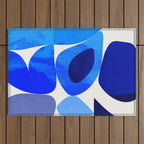 mid century modern organic blue 2 Outdoor Rug Gallery Image 1