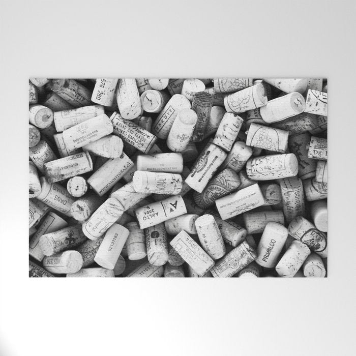 Something Nostalgic II Twist-off Wine Corks in Black And White #decor #society6 #buyart Welcome Mat Gallery Image 1