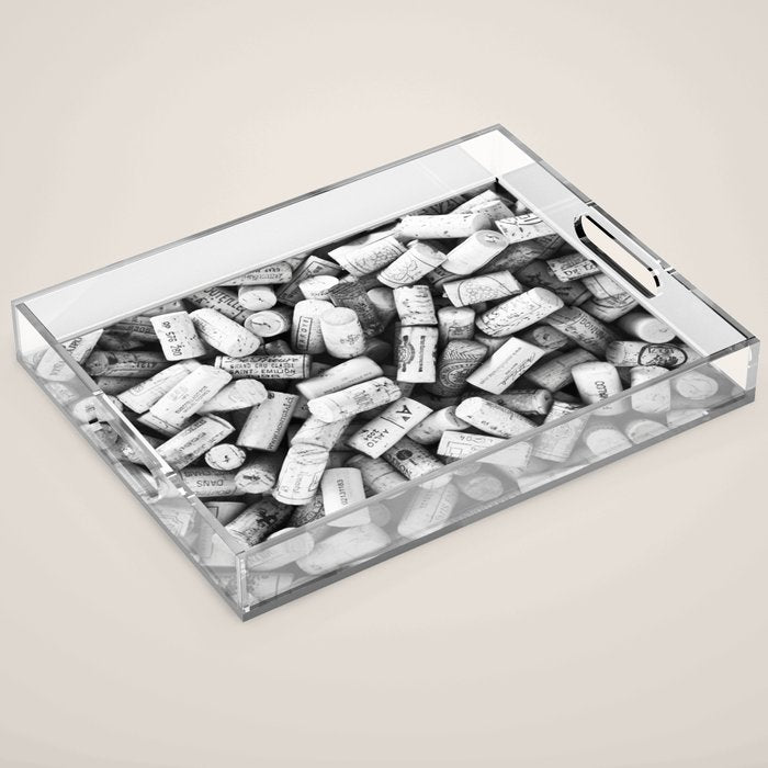 Something Nostalgic II Twist-off Wine Corks in Black And White #decor #society6 #buyart Acrylic Tray Gallery Image 1