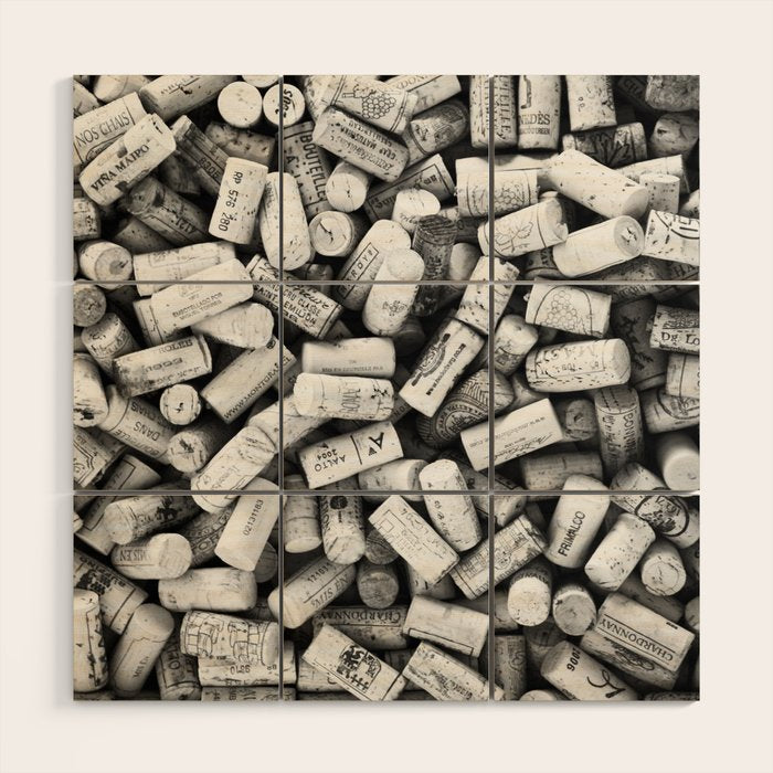 Something Nostalgic II Twist-off Wine Corks in Black And White #decor #society6 #buyart Wood Wall Art Gallery Image 1