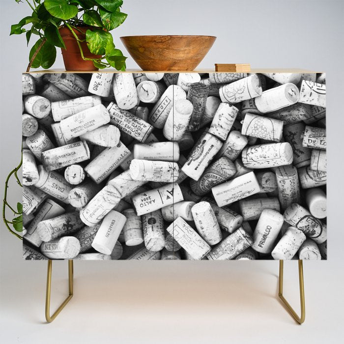 Something Nostalgic II Twist-off Wine Corks in Black And White #decor #society6 #buyart Credenza Gallery Image 1
