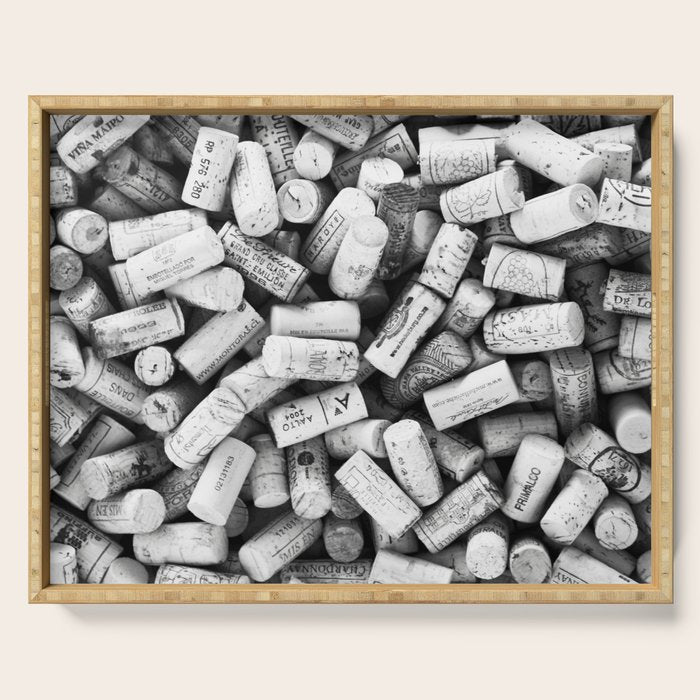Something Nostalgic II Twist-off Wine Corks in Black And White #decor #society6 #buyart Serving Tray Gallery Image 1