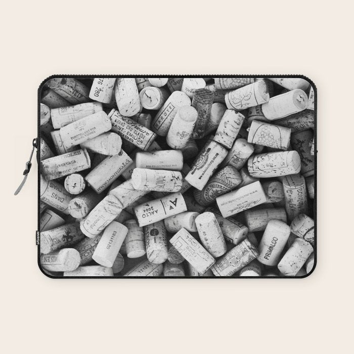 Something Nostalgic II Twist-off Wine Corks in Black And White #decor #society6 #buyart Laptop Sleeve Gallery Image 1
