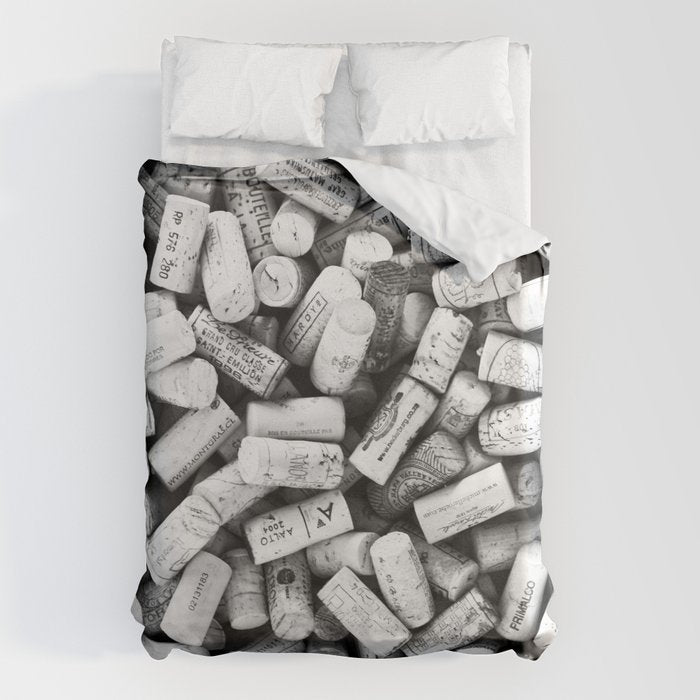 Something Nostalgic II Twist-off Wine Corks in Black And White #decor #society6 #buyart Duvet Cover Gallery Image 6