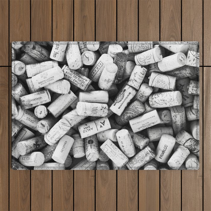 Something Nostalgic II Twist-off Wine Corks in Black And White #decor #society6 #buyart Outdoor Rug Gallery Image 1